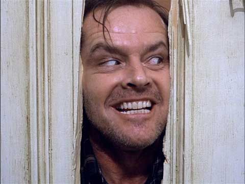 'Here's Johnny' Jack Nicholson's face appears through smashed door